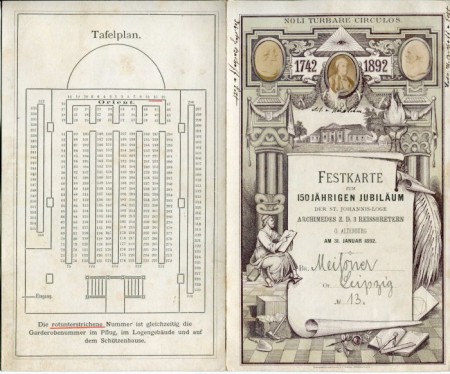 Festessen anlässlich 150 Jahre der St. Johannis Loge in Altenburg 1892